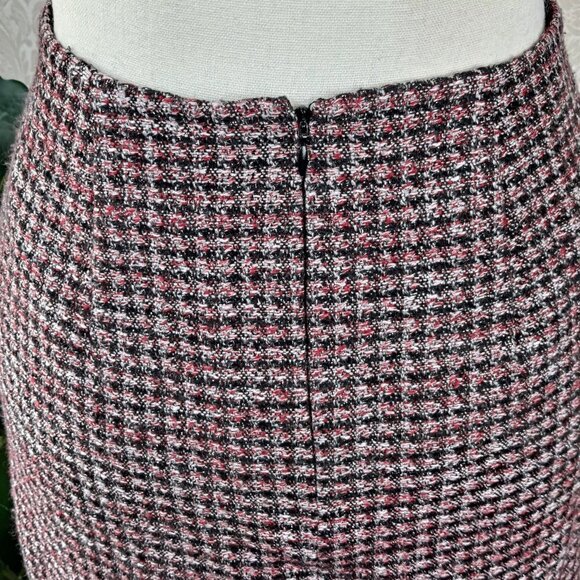 WHBM Size 4 Pink and Black Metallic Tweed Mini Skirt Lined Back Zip EUC - Picture 6 of 11